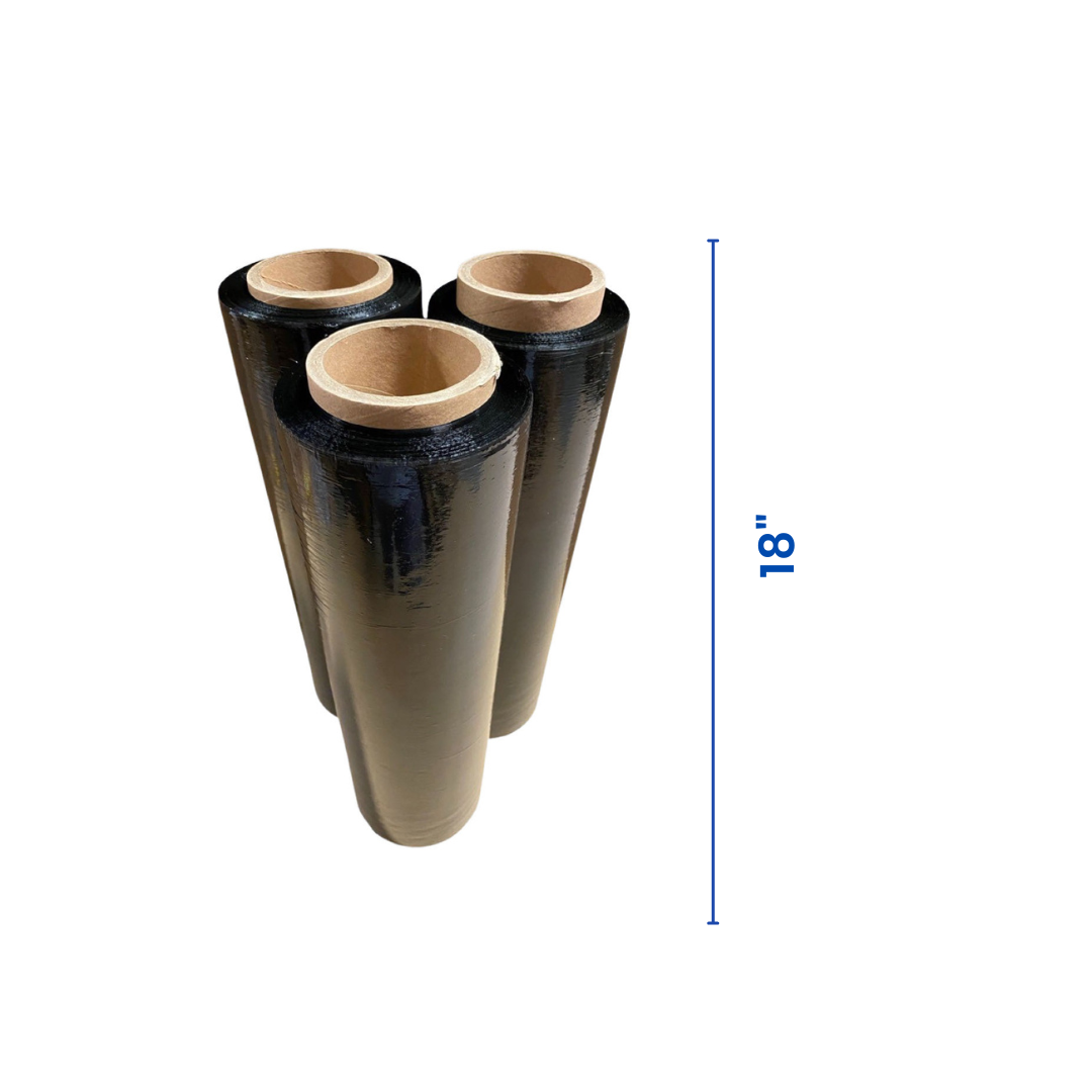 "18-inch Black Stretch Film - 1500 Feet per Roll | 80 Gauge Premium Strength"