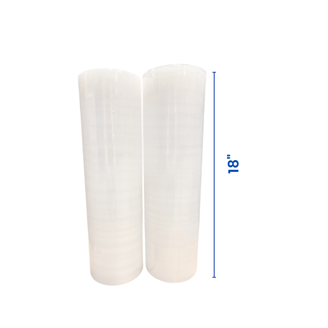18-inch clear stretch film, boasting 1500 feet per roll